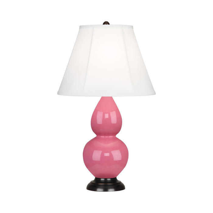 Double Gourd Small Table Lamp in Schiaparelli Pink/Silk Stretch/Bronze.