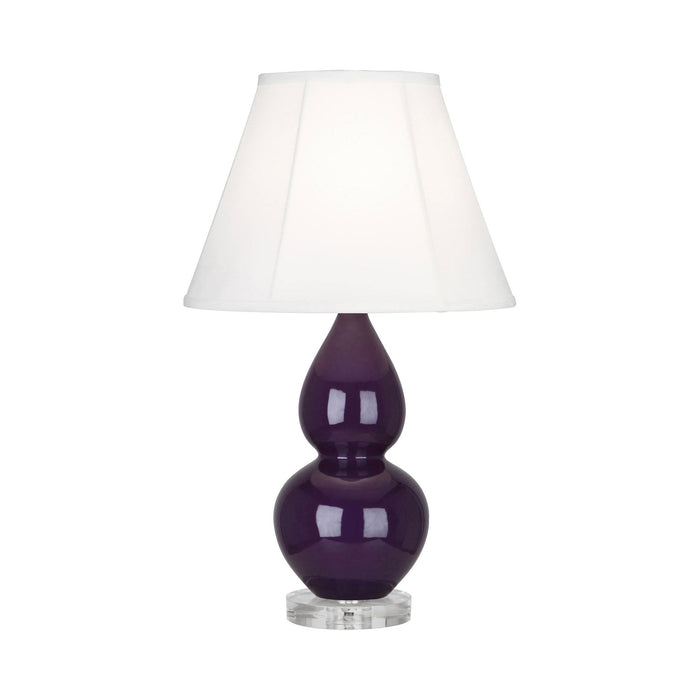 Double Gourd Small Table Lamp in Amethyst/Silk Stretch/Lucite.