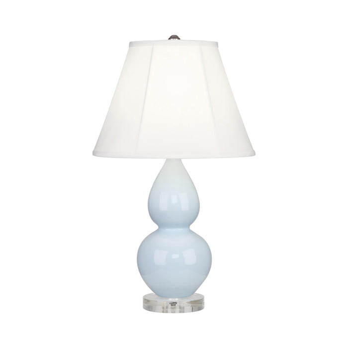 Double Gourd Small Table Lamp in Baby Blue/Silk Stretch/Lucite.