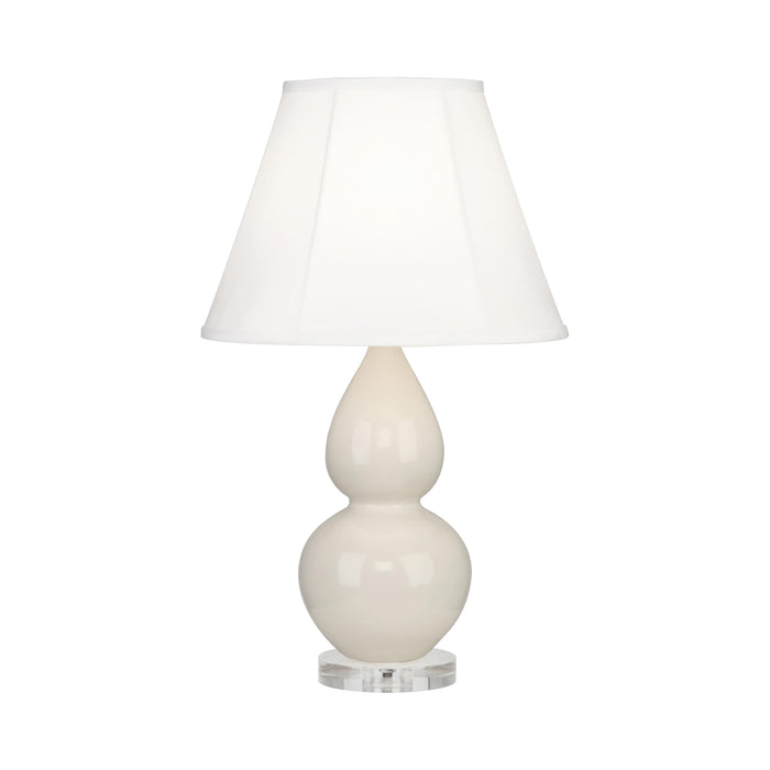 Double Gourd Small Table Lamp in Bone/Silk Stretch/Lucite.