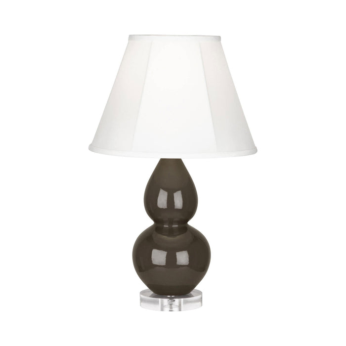 Double Gourd Small Table Lamp in Brown Tea/Silk Stretch/Lucite.
