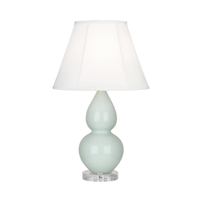 Double Gourd Small Table Lamp in Celadon/Silk Stretch/Lucite.