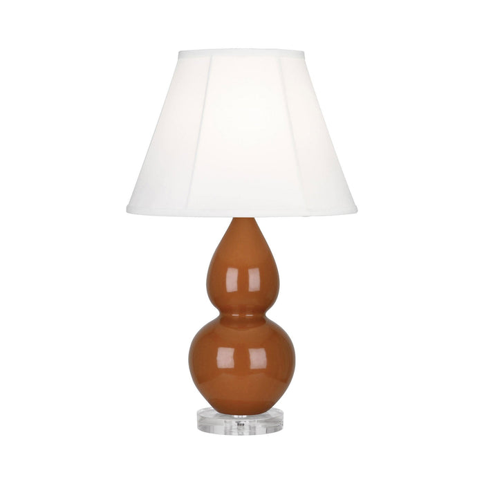 Double Gourd Small Table Lamp in Cinnamon/Silk Stretch/Lucite.