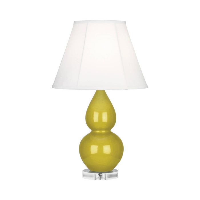 Double Gourd Small Table Lamp in Citron/Silk Stretch/Lucite.