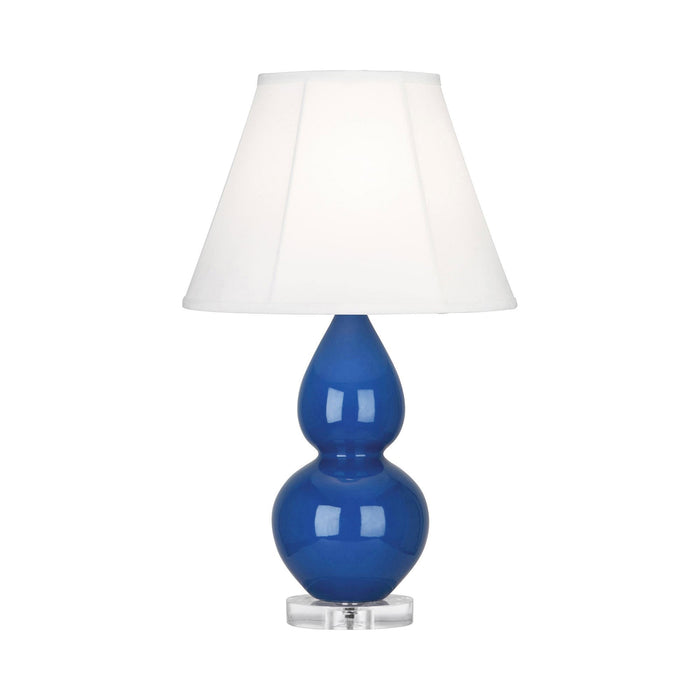 Double Gourd Small Table Lamp in Marine Blue/Silk Stretch/Lucite.