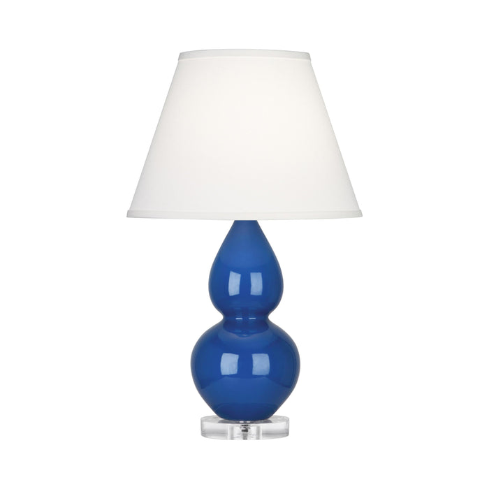 Double Gourd Small Accent Table Lamp with Lucite Base in Marine Blue/Fabric Hardback.