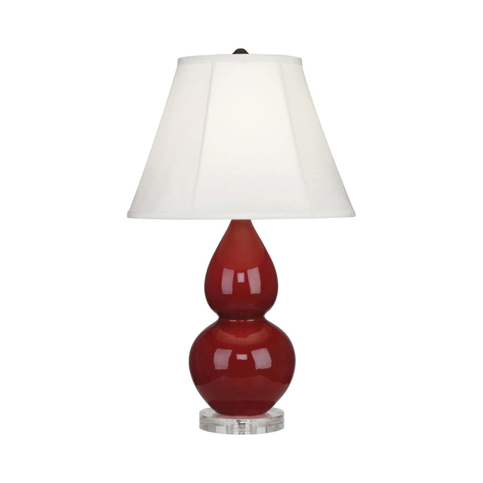 Double Gourd Small Table Lamp in Oxblood/Silk Stretch/Lucite.