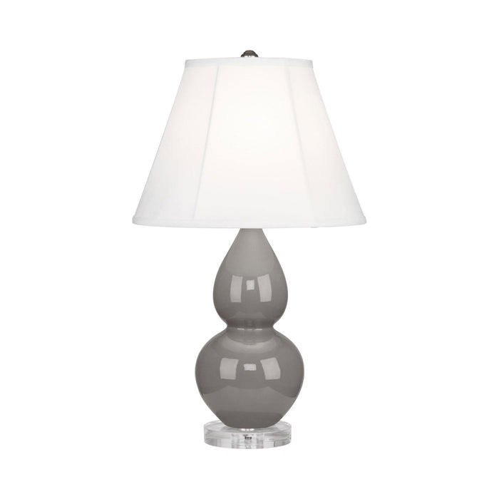 Double Gourd Small Table Lamp in Smoky Taupe/Silk Stretch/Lucite.
