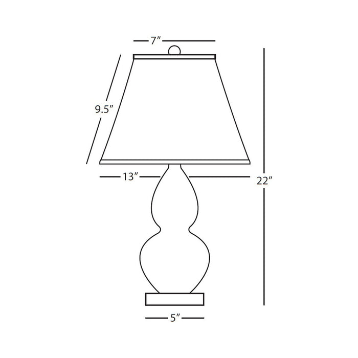 Double Gourd Small Accent Table Lamp with Lucite Base - line drawing.