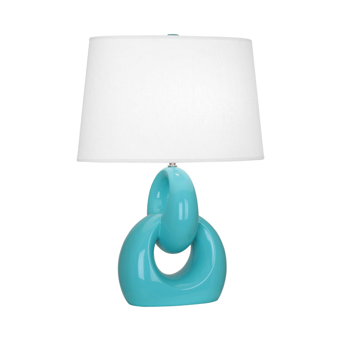 Fusion Table Lamp in Egg Blue.