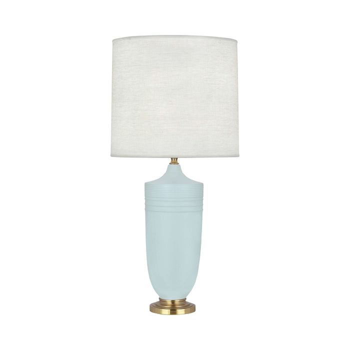Hadrian Table Lamp in Matte Sky Blue Glazed/Modern Brass.