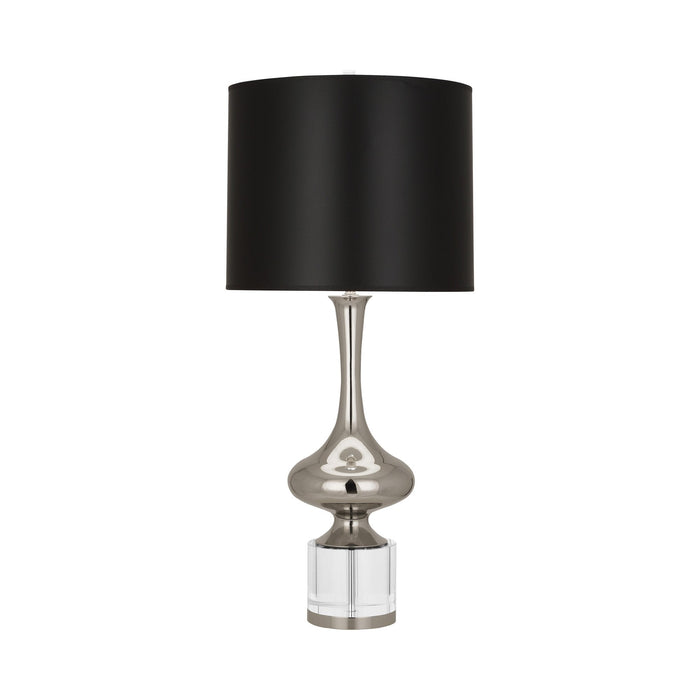 Jeannie Table Lamp in Polished Nickel/Black Parchment Shade.
