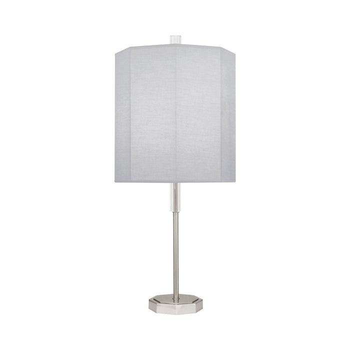 Kate Table Lamp in Pearl Gray/Polished Nickel.