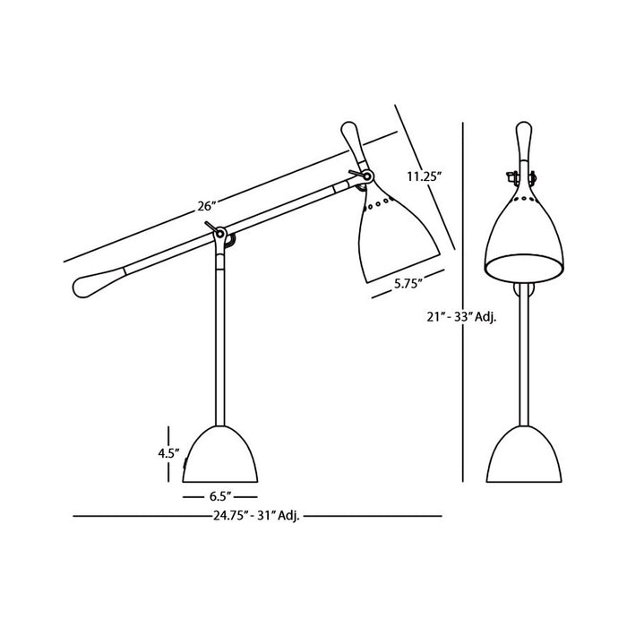 Ledger Table Lamp - line drawing.