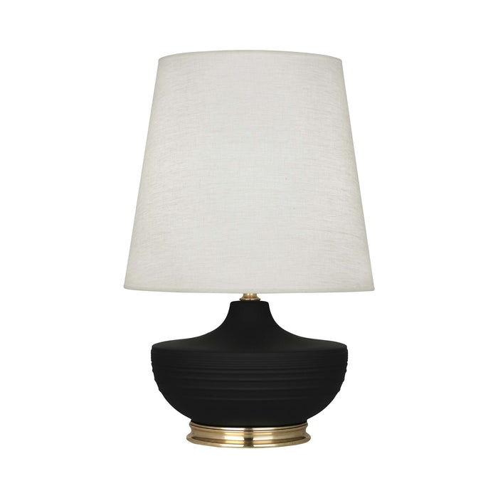Nolan Table Lamp in Matte Dark Coal/ Modern Brass.