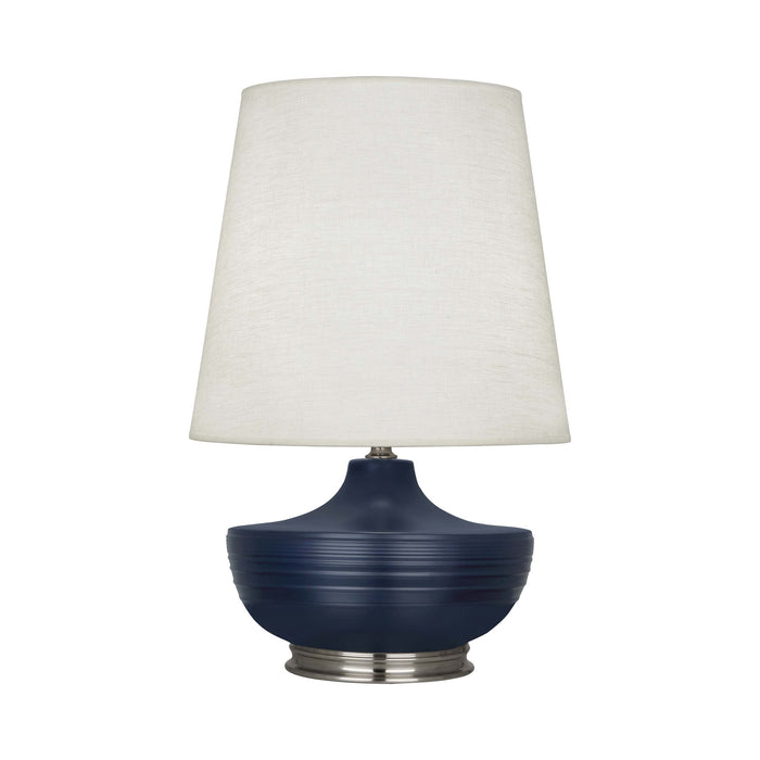 Nolan Table Lamp in Matte Midnight Blue/ Dark Antique Nickel.
