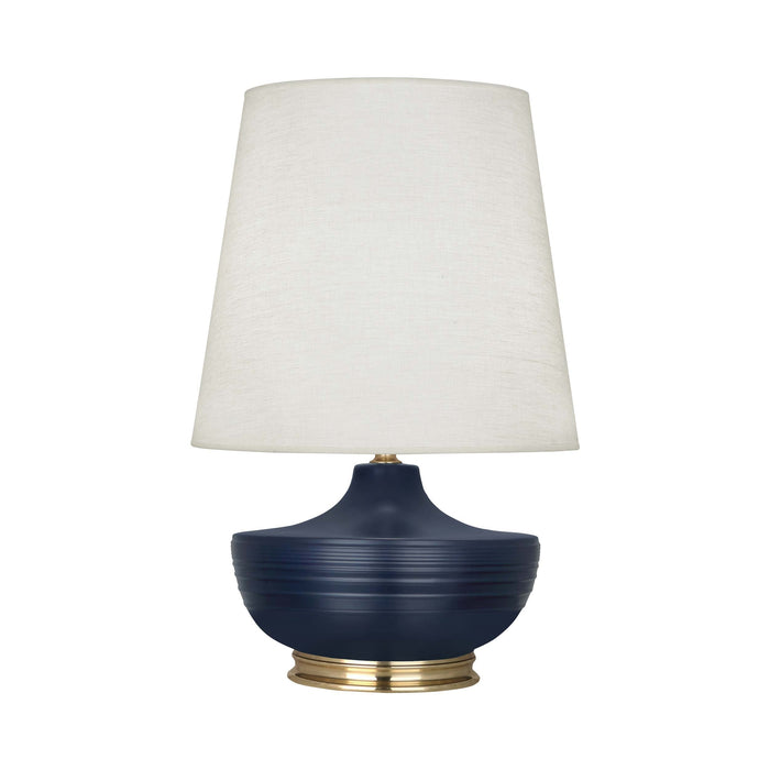 Nolan Table Lamp in Matte Midnight Blue/ Modern Brass.