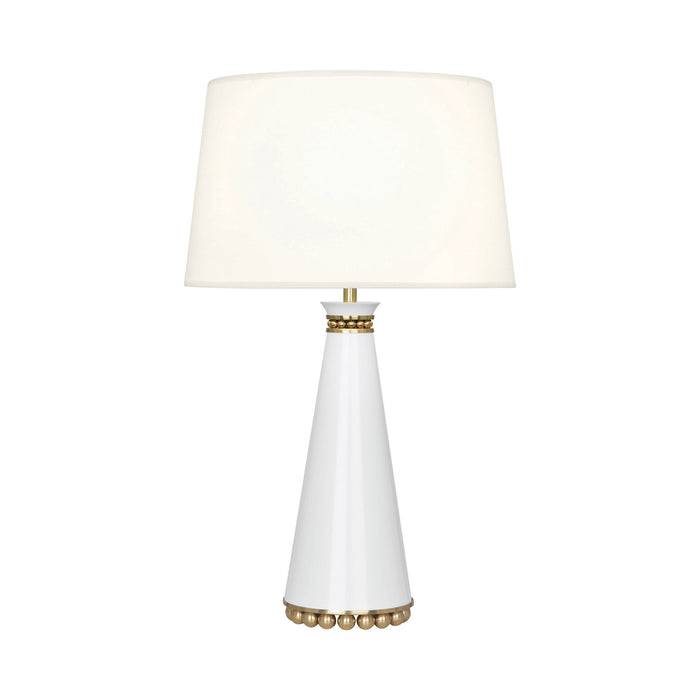 Pearl Table Lamp in Lily/ Modern Brass/Fabric Hardback.