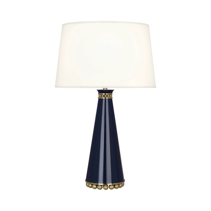 Pearl Table Lamp in Midnight/ Modern Brass/Fabric Hardback.