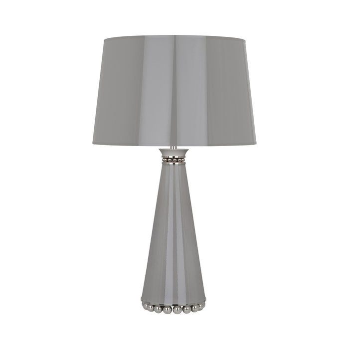 Pearl Table Lamp in Smoky Taupe/ Polished Nickel/Painted Paper.