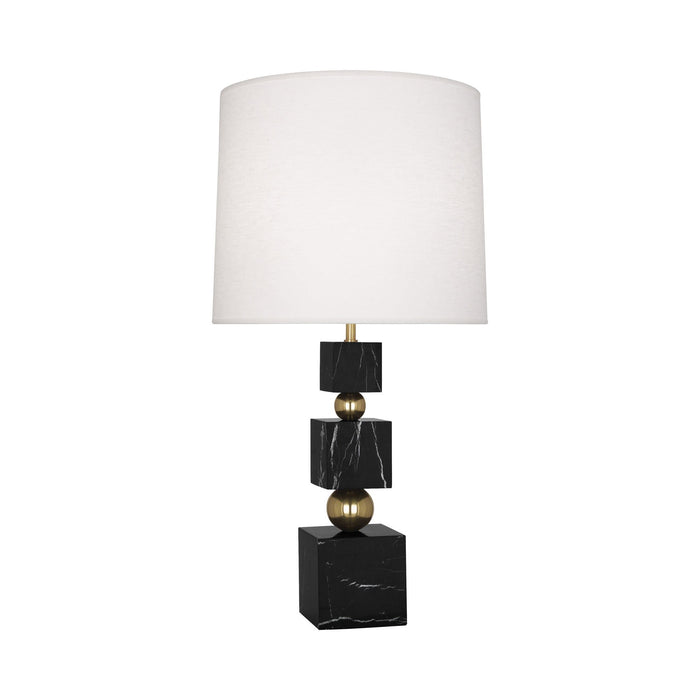 Totem Table Lamp in Black Marble/Oyster Linen.
