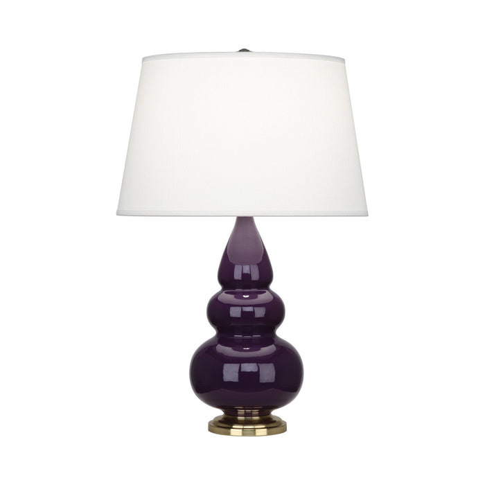 Triple Gourd Accent Lamp in Amethyst/Antique Natural Brass.