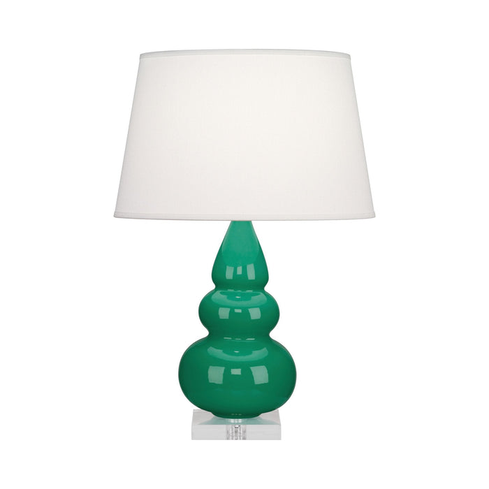 Triple Gourd Accent Lamp in Emerald Green/Lucite Base.