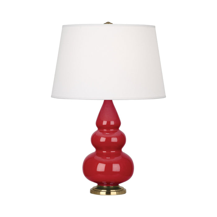 Triple Gourd Accent Lamp in Ruby Red/Antique Brass.
