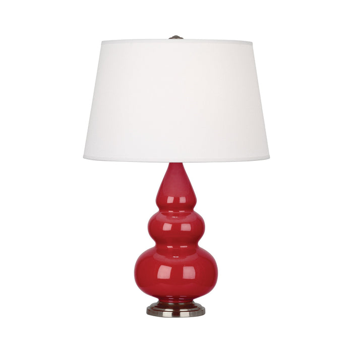 Triple Gourd Accent Lamp in Ruby Red/Antique Silver.