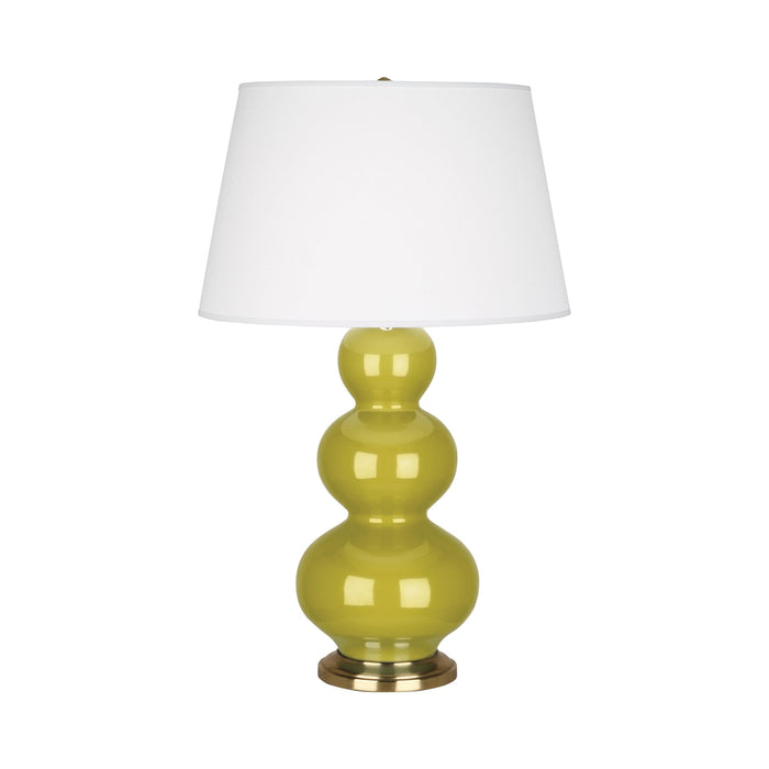 Triple Gourd Table Lamp in Antique Brass/Citron.