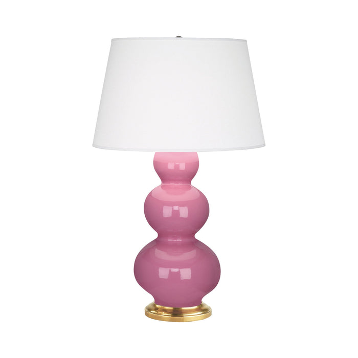 Triple Gourd Table Lamp in Antique Brass/Schiaparelli Pink.