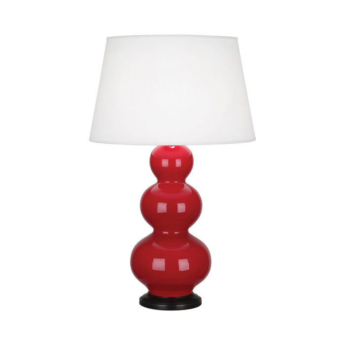 Triple Gourd Table Lamp in Deep Patina Bronze/Ruby Red.