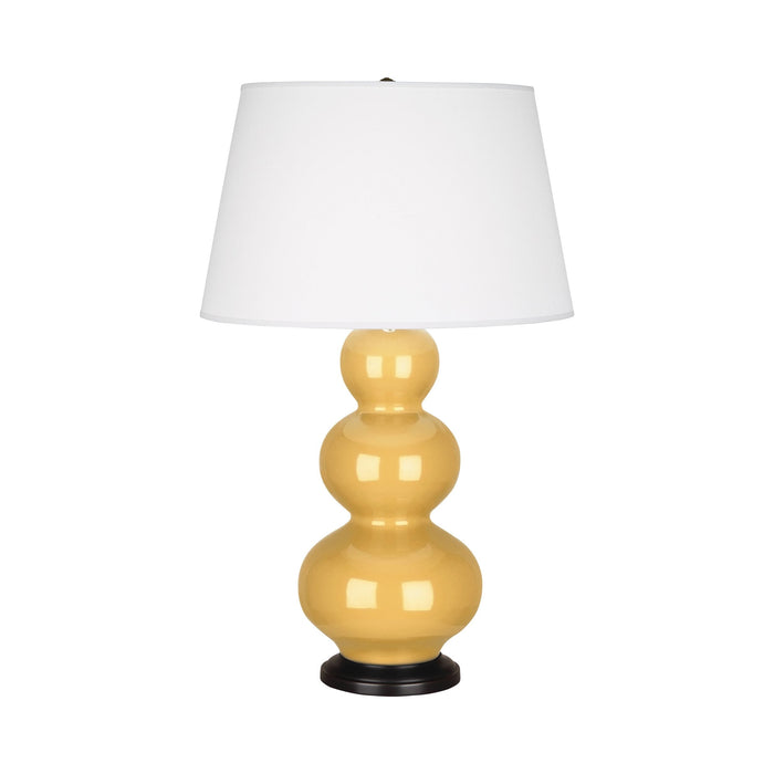 Triple Gourd Table Lamp in Deep Patina Bronze/Sunset Yellow.