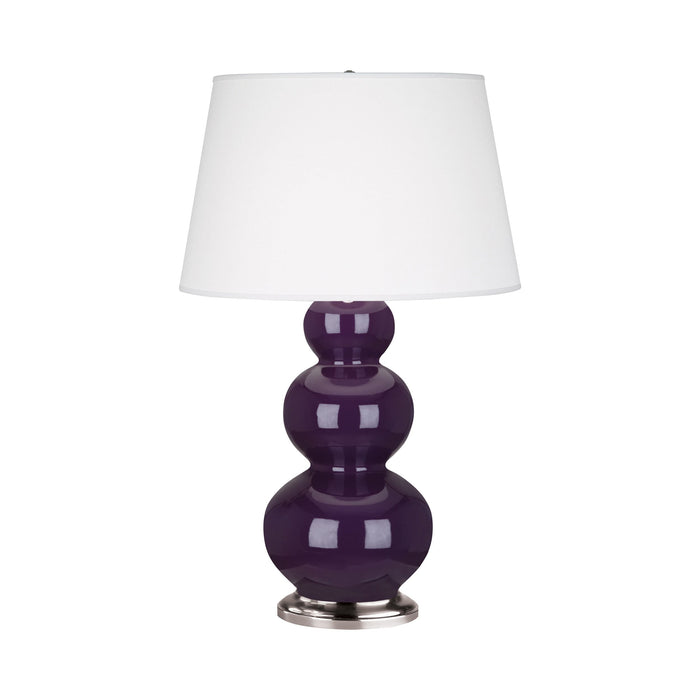 Triple Gourd Table Lamp in Antique Silver/Amethyst.