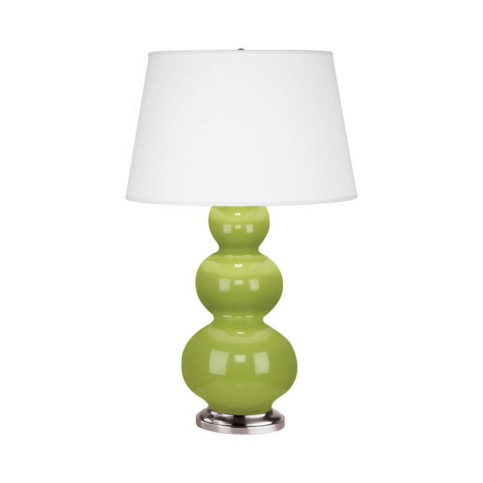 Triple Gourd Table Lamp in Antique Silver/Apple.