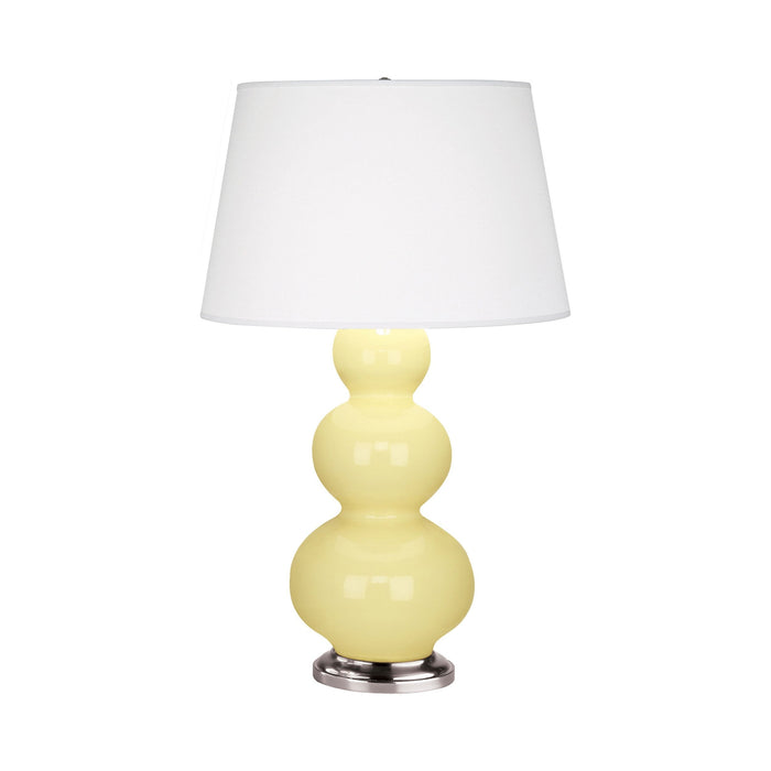 Triple Gourd Table Lamp in Antique Silver/Butter.