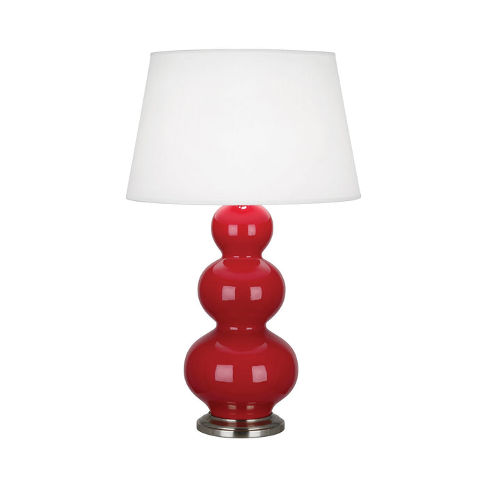 Triple Gourd Table Lamp in Antique Silver/Ruby Red.