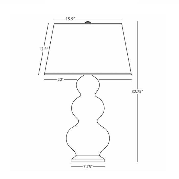 Triple Gourd Table Lamp - line drawing.