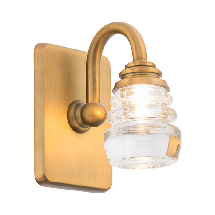 Rondelle LED Bath Wall Light in Aged Brass/1-Light.