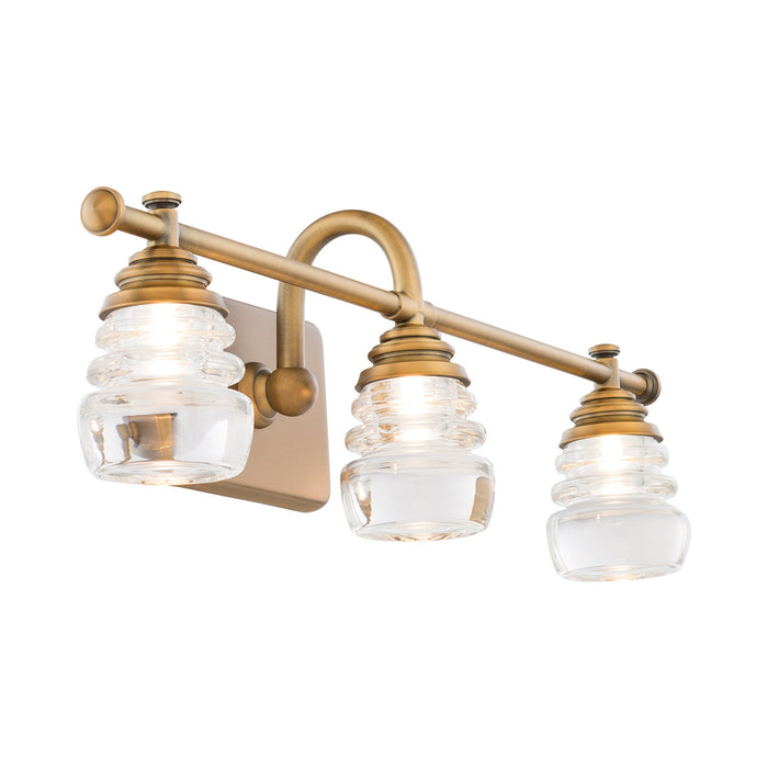 Rondelle LED Bath Wall Light in Aged Brass/3-Light.
