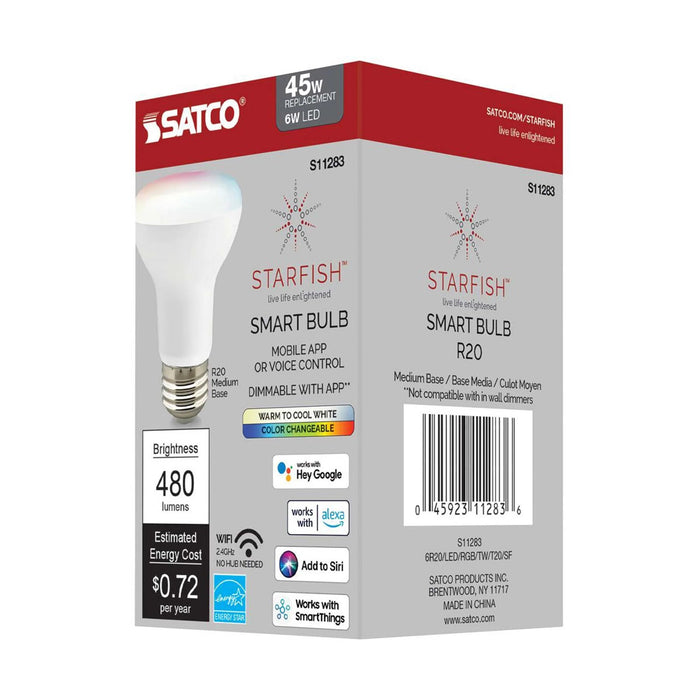 Starfish S11283 - 6 Watts R20 Wifi Smart LED Color-Changing Light Bulb in Detail.