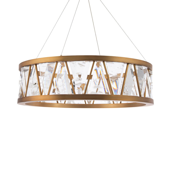 Corinth LED Pendant Light in Aged Brass.