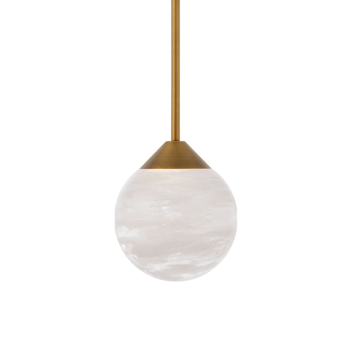 Quest LED Mini Pendant Light in Aged Brass.