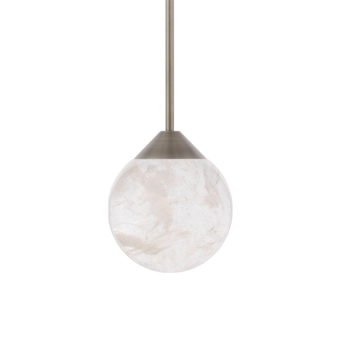 Quest LED Mini Pendant Light in Brushed Nickel.