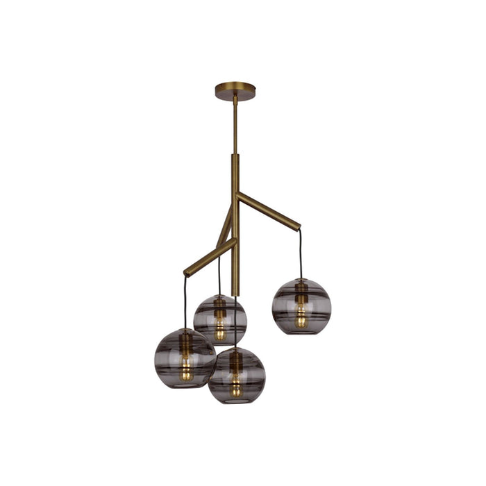 Sedona Multi Light Pendant Light in Transparent Smoke/Aged Brass/Incandescent.