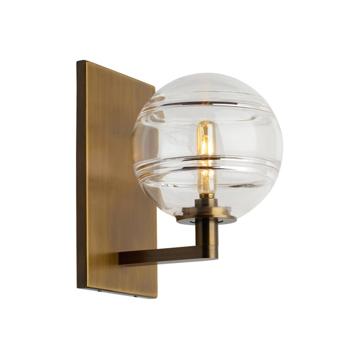 Sedona Wall Light in Clear/Aged Brass/Incandescent.