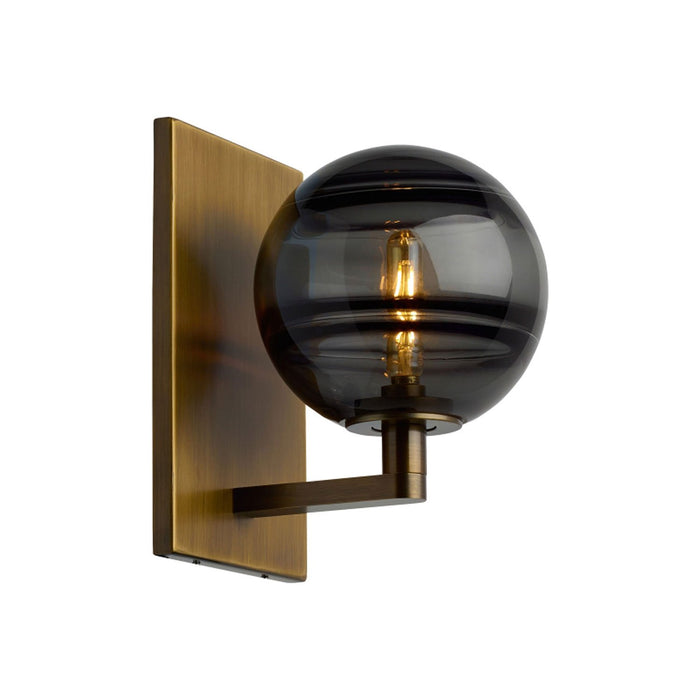 Sedona Wall Light in Transparent Smoke/Aged Brass/Incandescent.