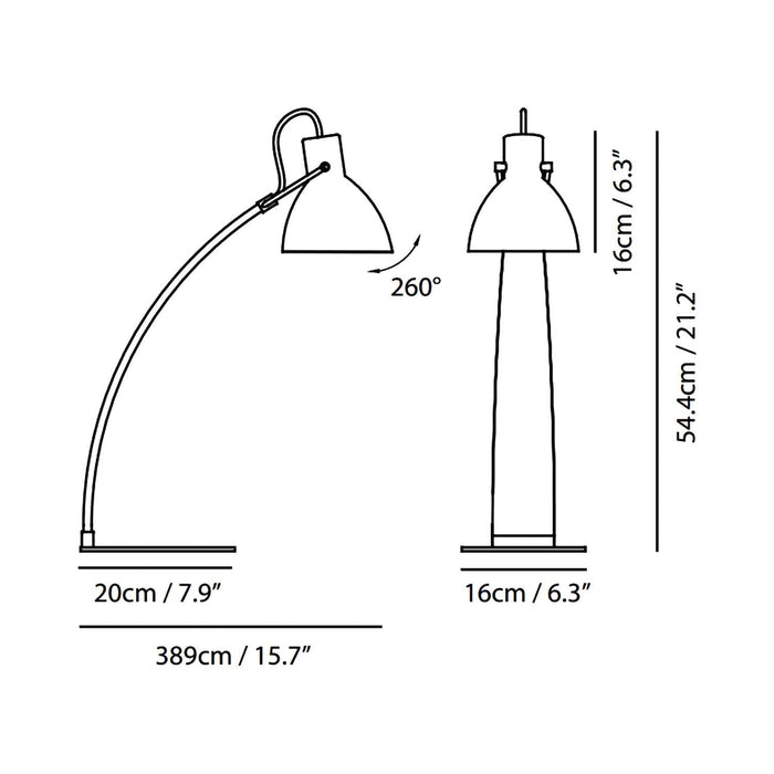 Laito Table Lamp - line drawing. 