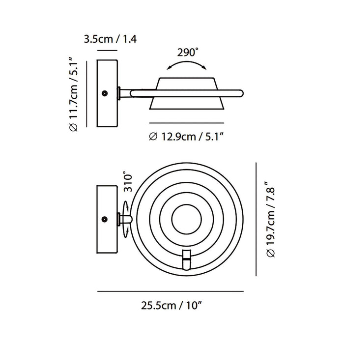 OLO Ring LED Ceiling/Wall Light - line drawing.
