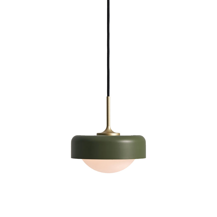 Pensee LED Pendant Light in Olive Green/Gold.